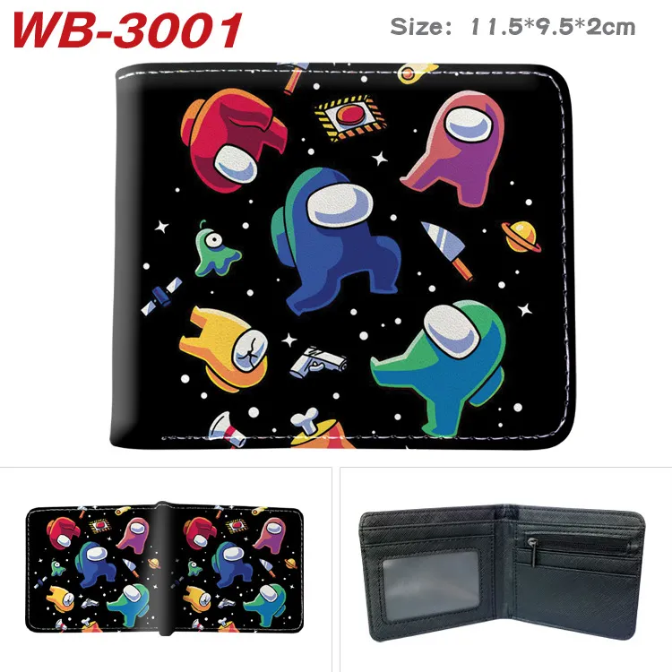 Among Us Inspired Bi-Fold PU Leather Wallet – Short Cartoon Game Card Holder with Coin Pocket & ID Window, Compact Unisex Billfold for Students & Fans
